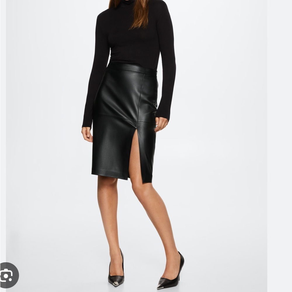 Mango Black Knee-Length Pencil Skirt with Slit
